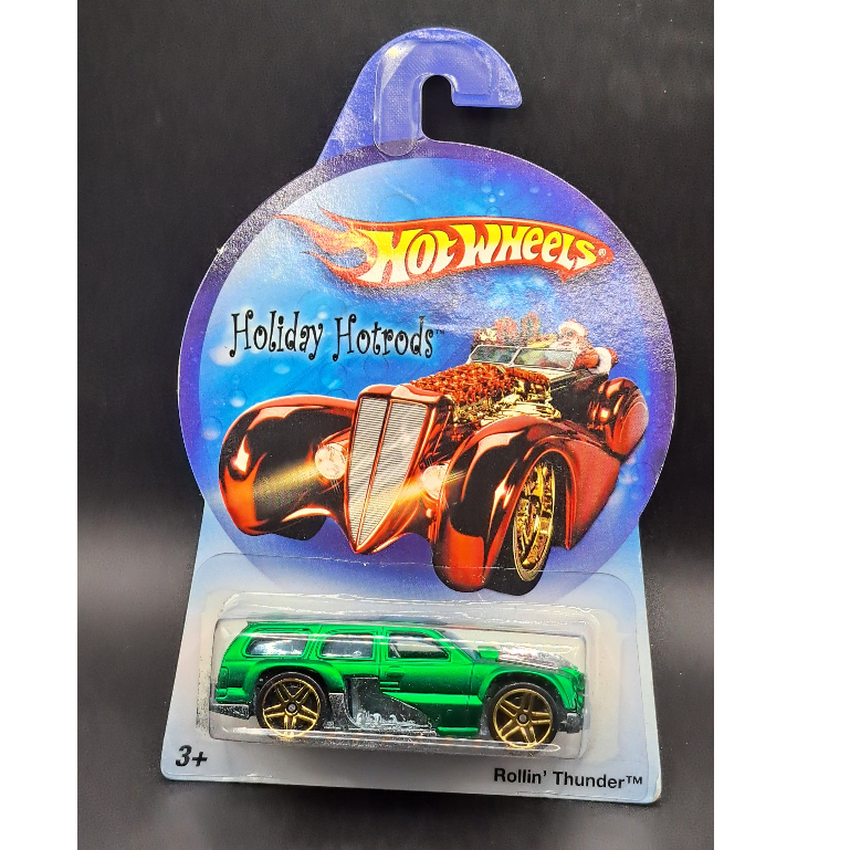 2006 Hot Wheels - Rollin Thunder - Holiday Hot Rods - Spectaflake Green - Balap (B2)