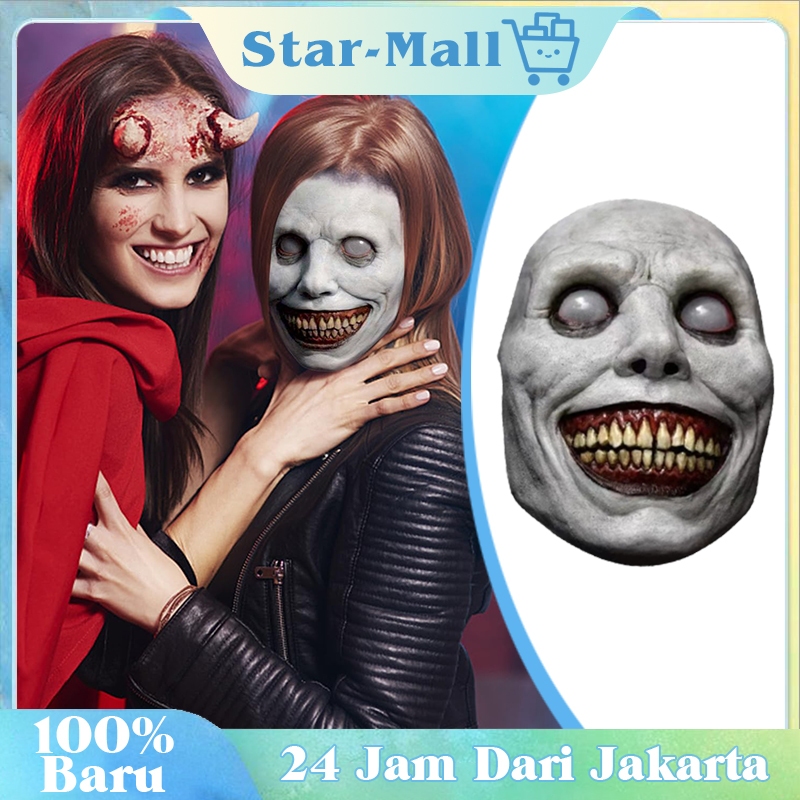 Topeng Hantu Mata Putih / Topeng Horor Eksorsis / Cos Topeng Halloween Horor