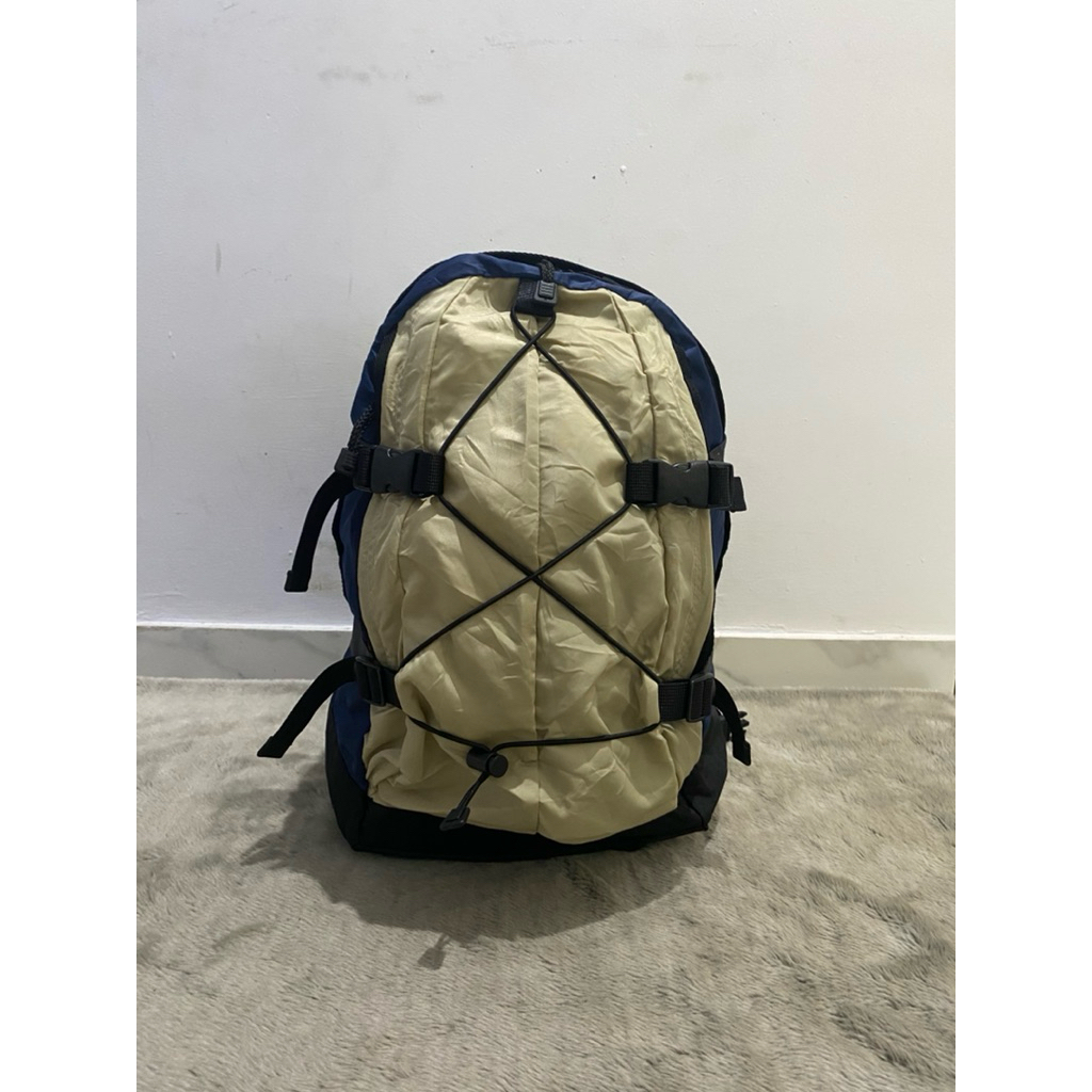 ransel cowok biru krem nilon no brand preloved