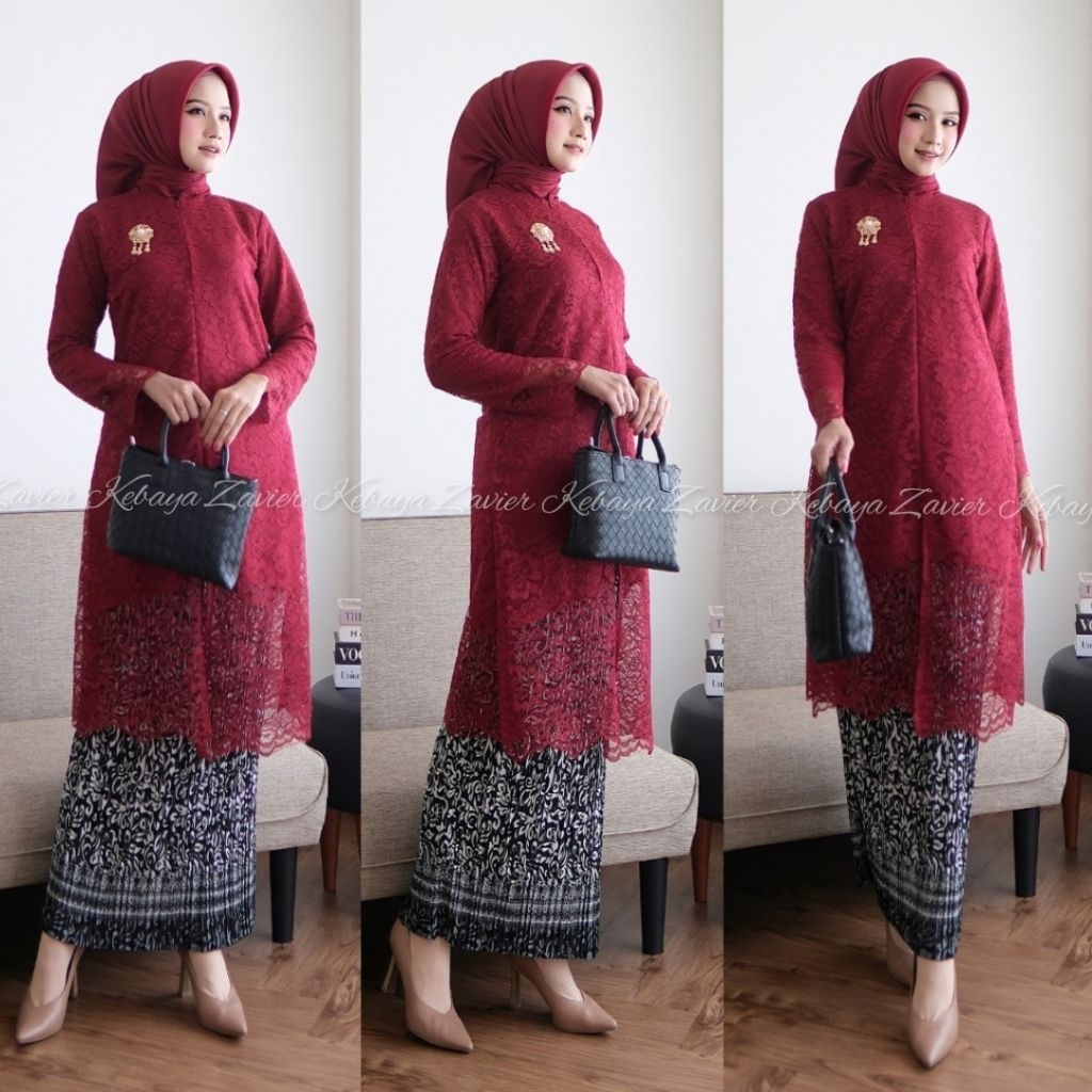 Tunik Belah Brokat/Kebaya Tunik/Tunik Brokat/Kebaya Modern/Kebaya Tile Wanita-Tunik Belah Brokat