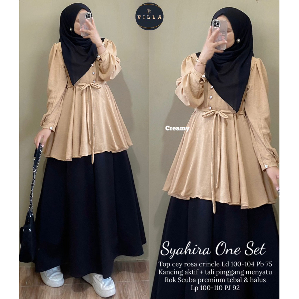 syahira set rok tunik polos by Villa