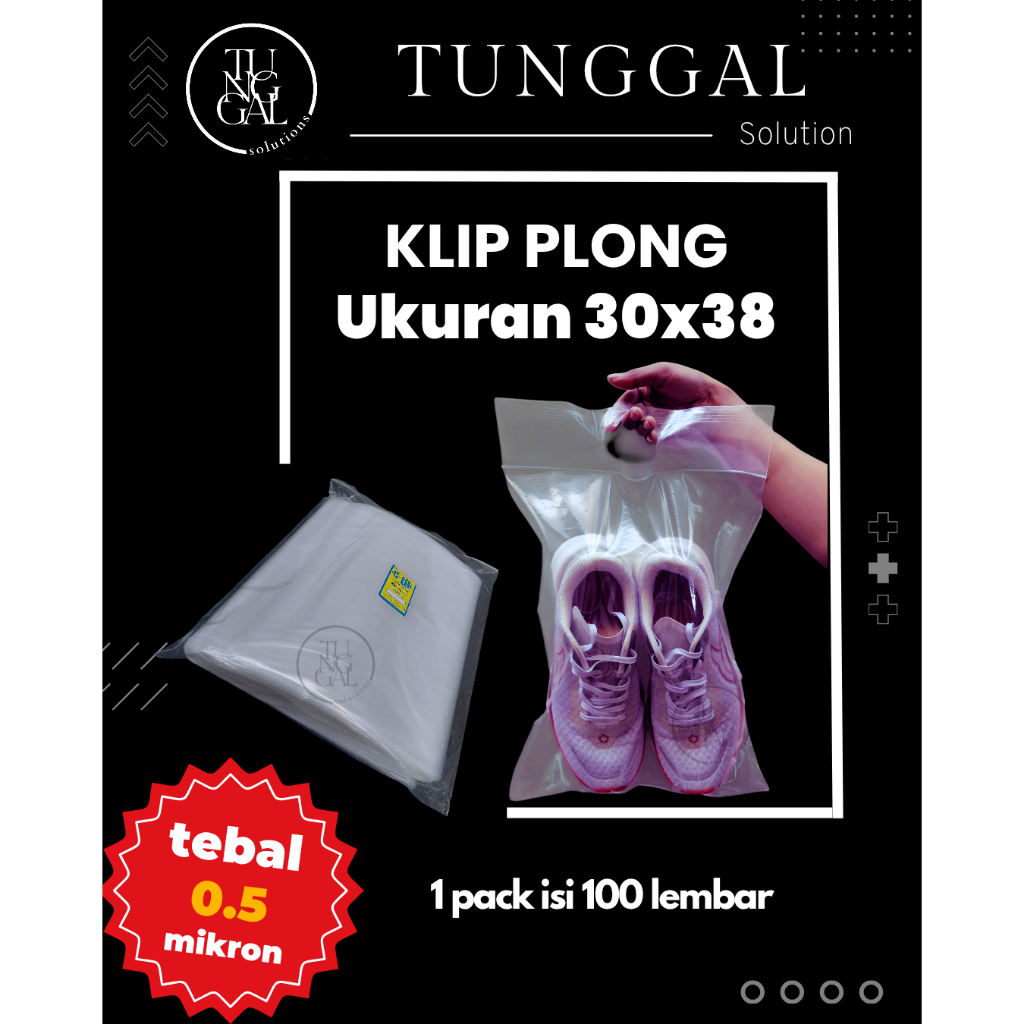 Plastik Klip Plong 30x38+7 - Plastik Zipper Besar, Tas Belanja, Plastik Laundry, Plastik Sablon, Pla
