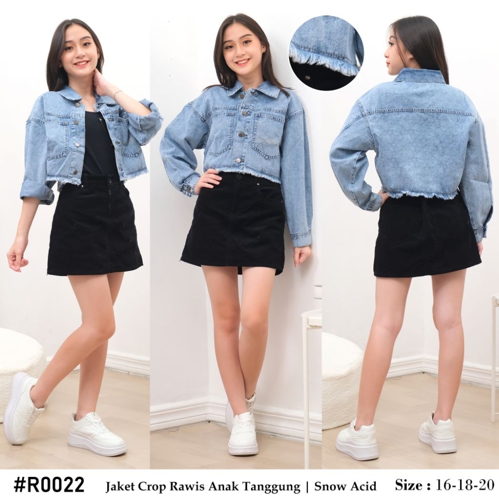 MakoMako - Jaket Crop Jeans Anak Tanggung Perempuan