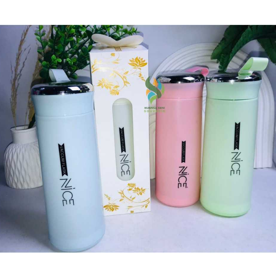 Souvenir Botol Minum 380ml Termos Kaca Nice Tumbler Motif Kaca Mini