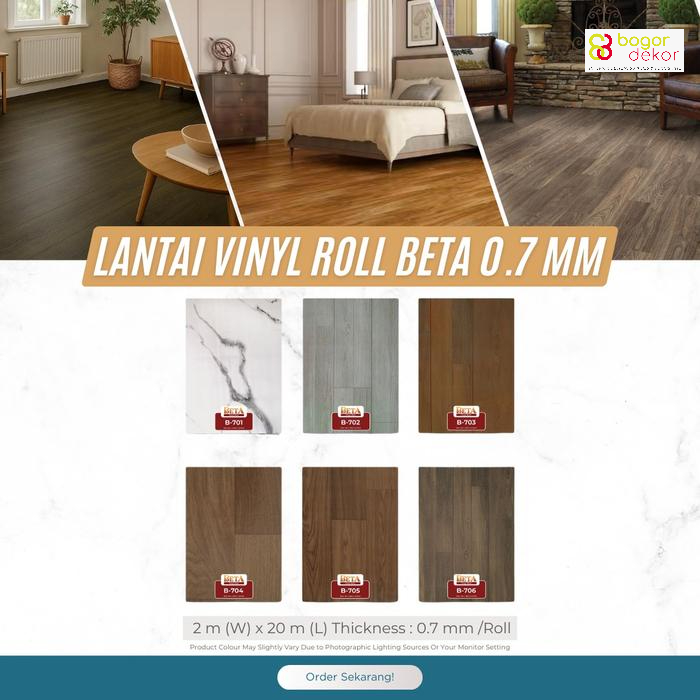 Vinyl Roll BETA Motif Kayu Tebal 0,7mm / Karpet Roll Meteran Termurah / Karpet Lantai Vinyl Motif Ma