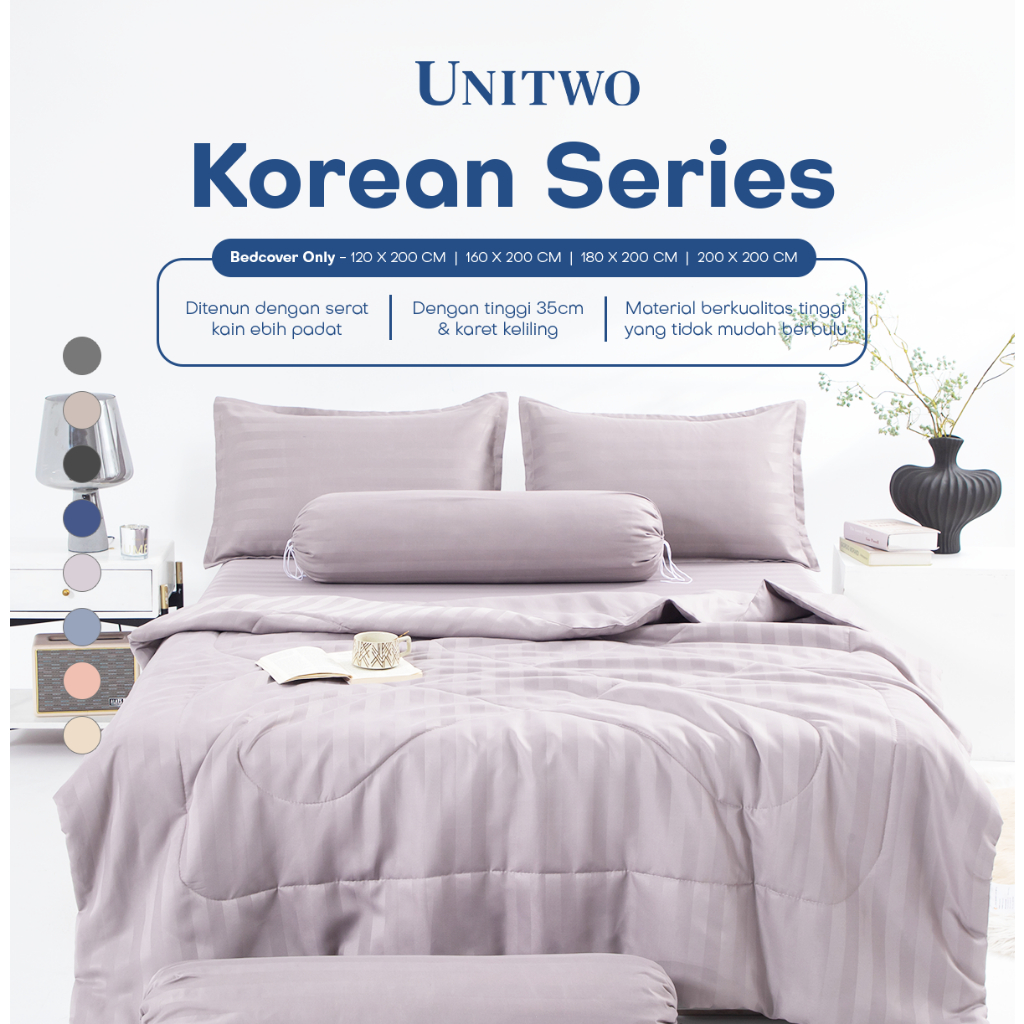 UNITWO - [BED COVER ONLY ] Bed Cover Selimut Tidur Lembut Motif Polos - Soft Blanket Selimut Polos K