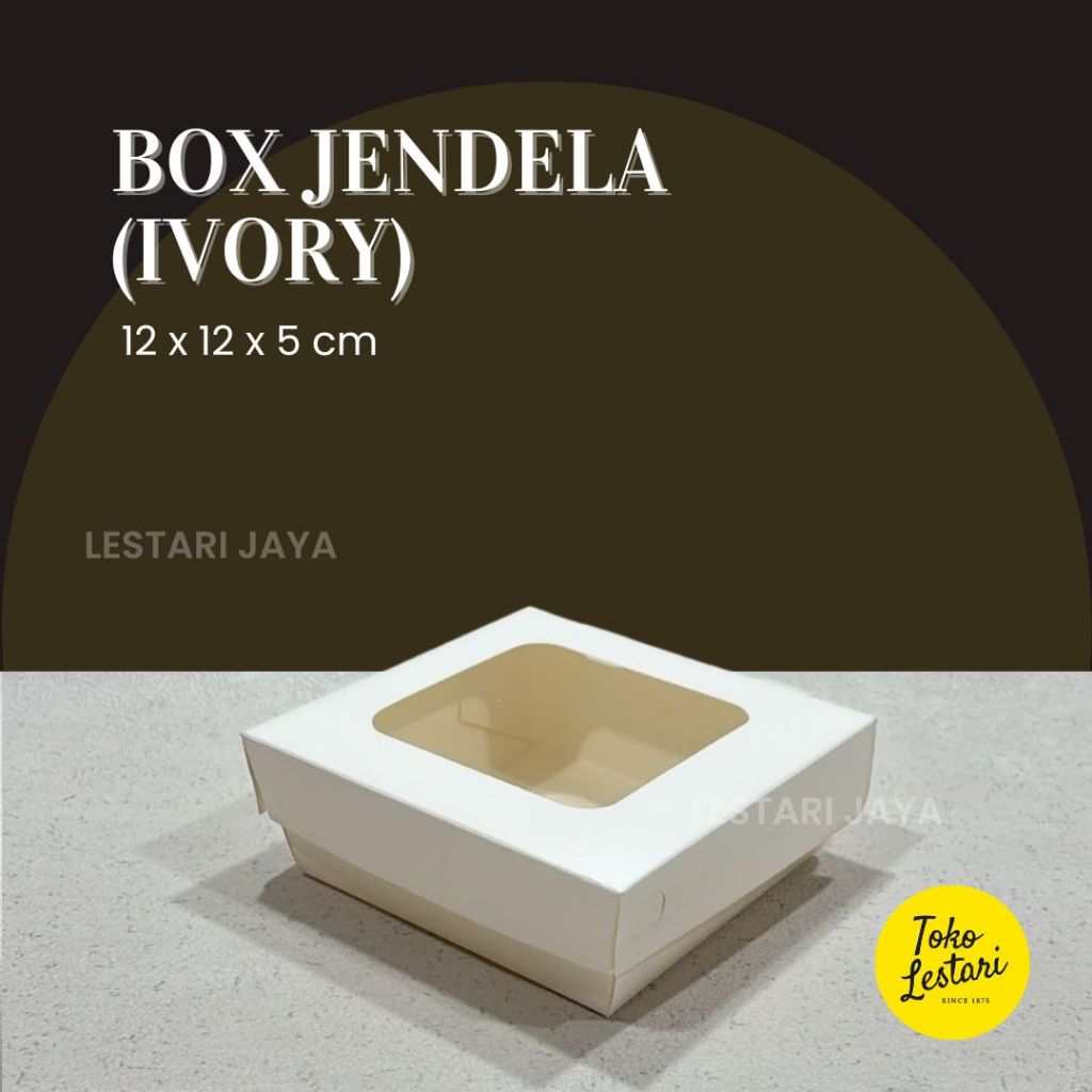Box Ivory Putih Laminasi Jendela Untuk Kotak Brownies Kue Roti Snack 12x12x5 Cm