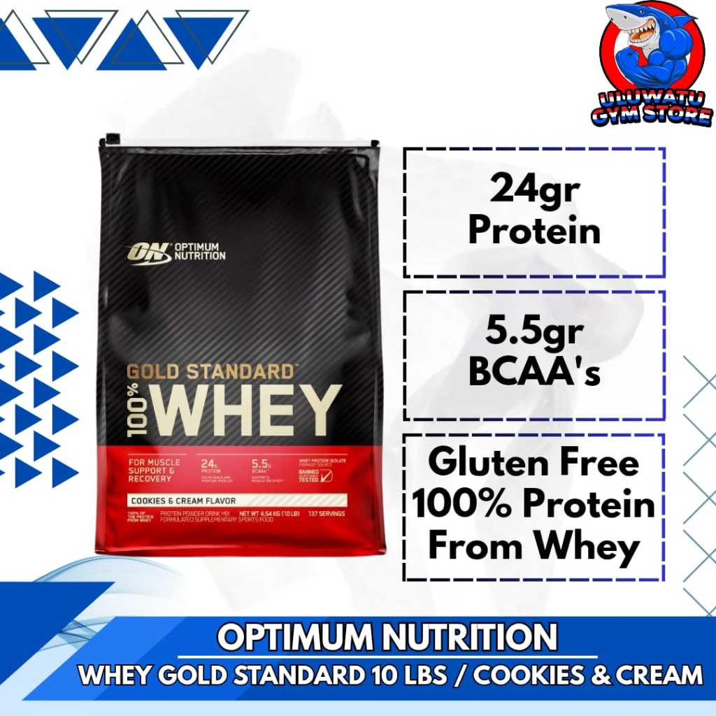 ON WHEY GOLD STANDARD Optimum Nutrition 100% Whey Protein 10lb 10 LBS Cookies & Cream Flavor - Susu 