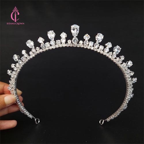 Aulia Zircon Crown -  Mahkota Pengantin Mini Murah Zirkon Aurel Panjang Sampe Telinga - Wedding Crow