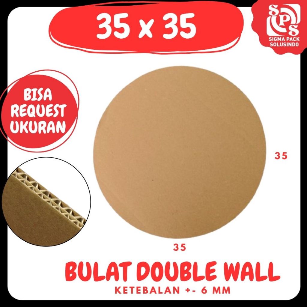 Kardus Bulat 35 Double Wall Sheet Lembaran Kardus Lembaran Bulat Lingkaran Bahan Coklat Alas Kue