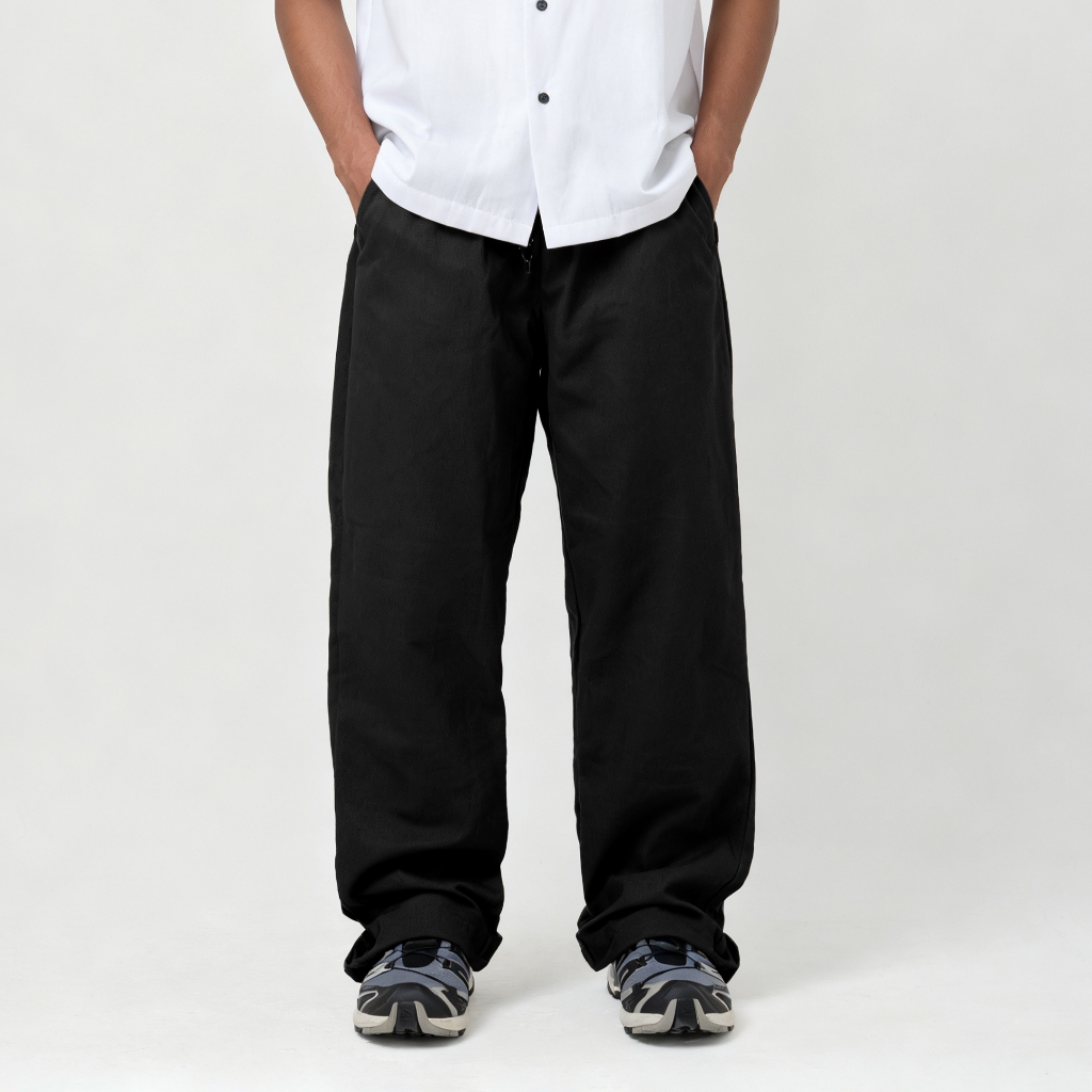 Fairgoods Celana Panjang Chino Twill Elastic Waist Pants Ersa Black