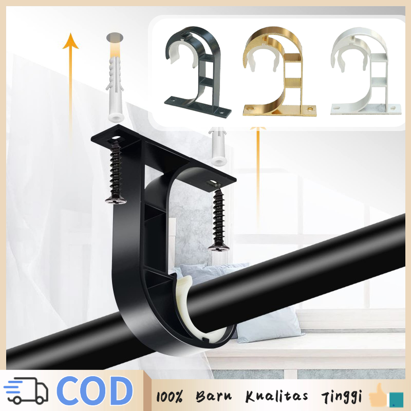 Isi2/1set Bracket Gorden Tebal Premium Alloy Curtain Rod Brackets Braket Tiang Gorden Kaki Gorden Pe