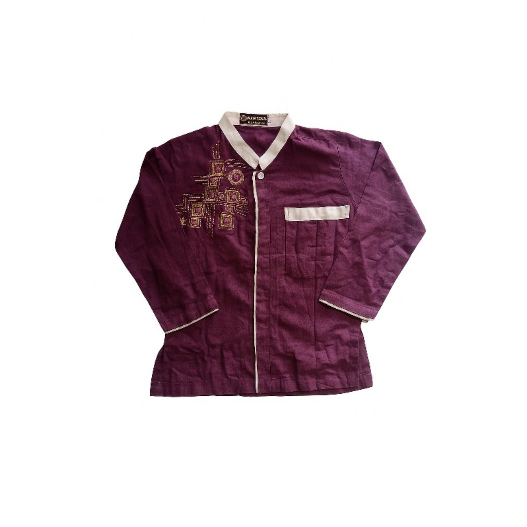 Baju Kemeja Koko Lengan Panjang Ungu Anak Laki Preloved