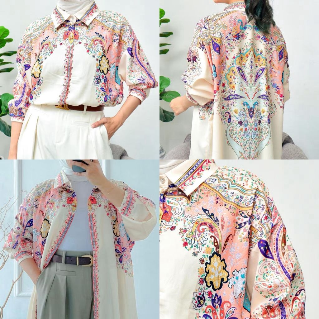 SJM KEMEJA NAMI - MOTIF BUNGA - BAHAN SATIN SILK