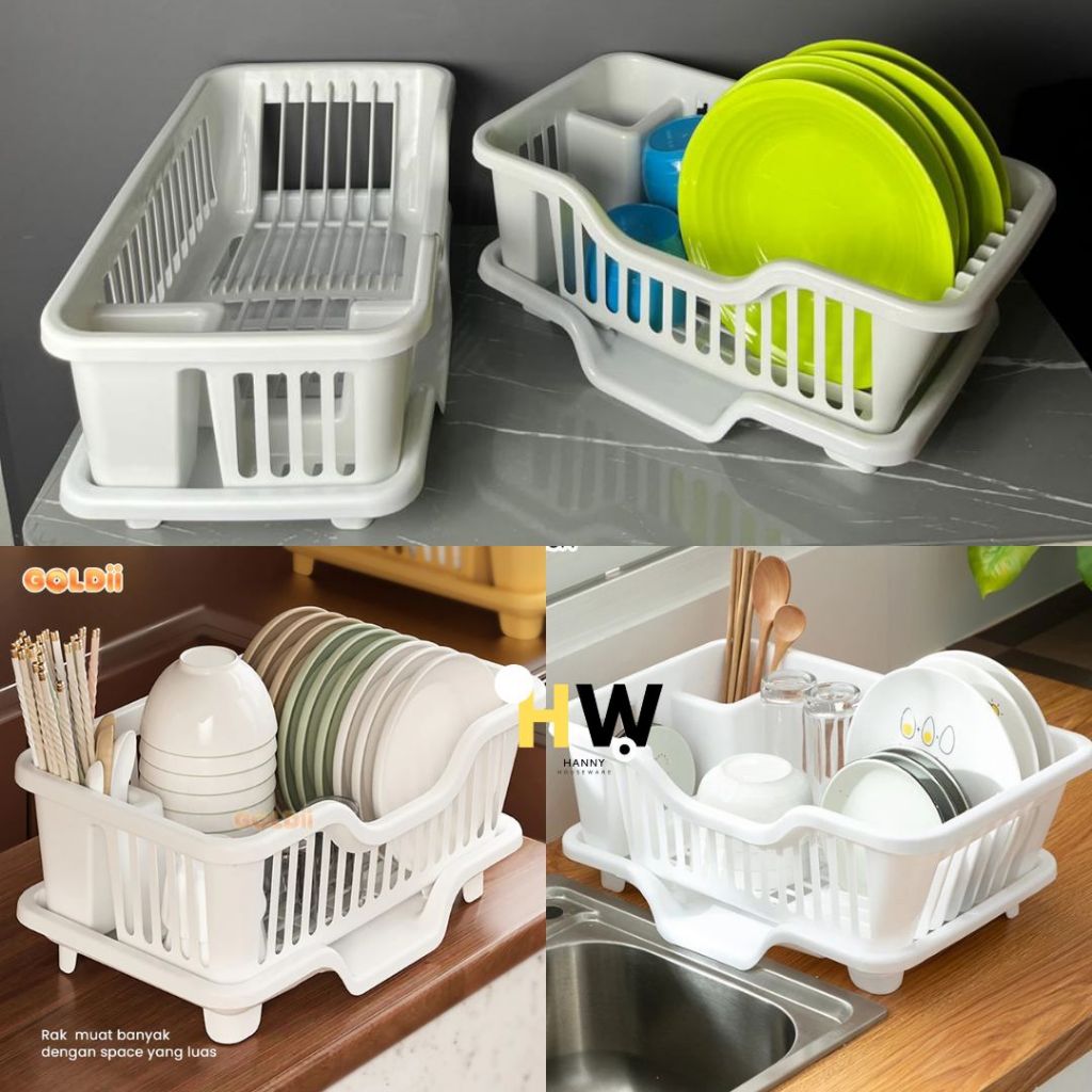 Rak Piring Plastik Tirisan Air Rak Pengering Piring Westafel Minimalis Rak Cuci Piring Dapur Serbagu