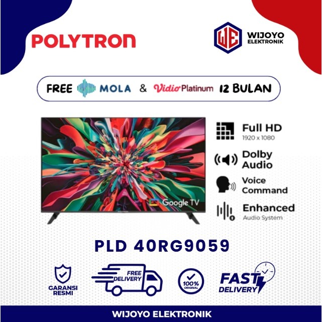 TV POLYTRON LED Smart 40 inch PLD 40RG9059 Cinemax Google TV Free Mola