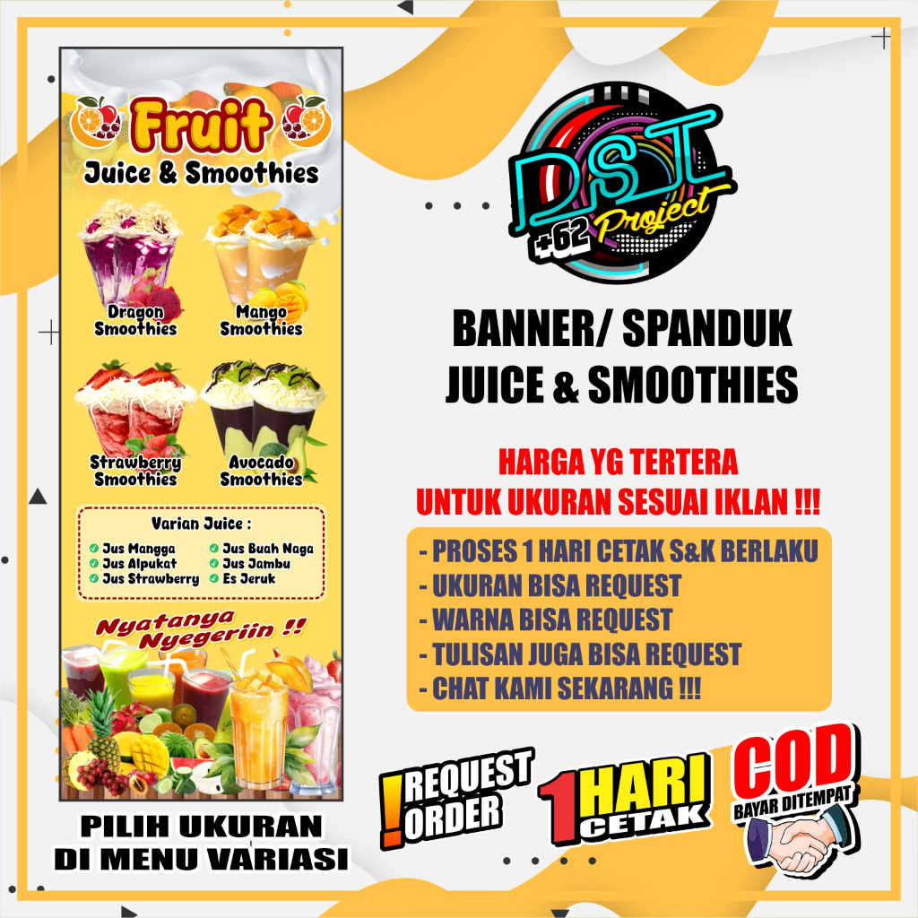 BANNER / SPANDUK Juice & Smoothies Jus Buah Sop Buah Es Buah