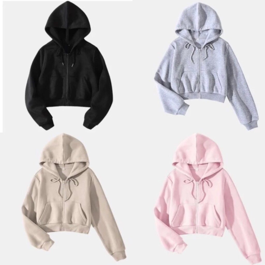 hoodie crop zipper basic