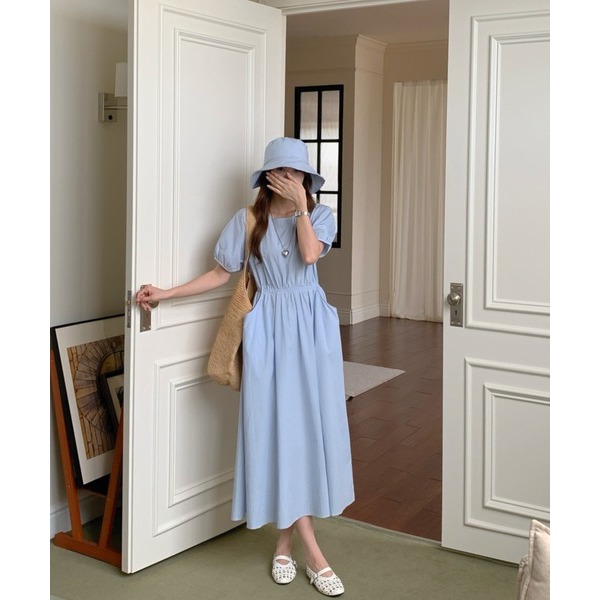 Yuuri Dress Katun Panjang Terbaru 2025 Baju Korean Style Wanita Sakufeminim Girlskatun Midi Tangan P