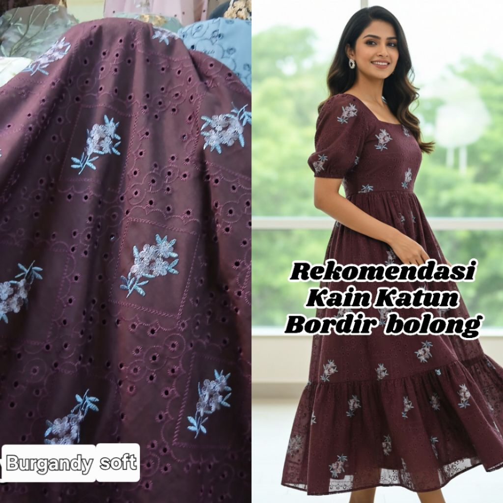 Kain Katun bordir bolong premium / Kain katun bordir bolong meteran