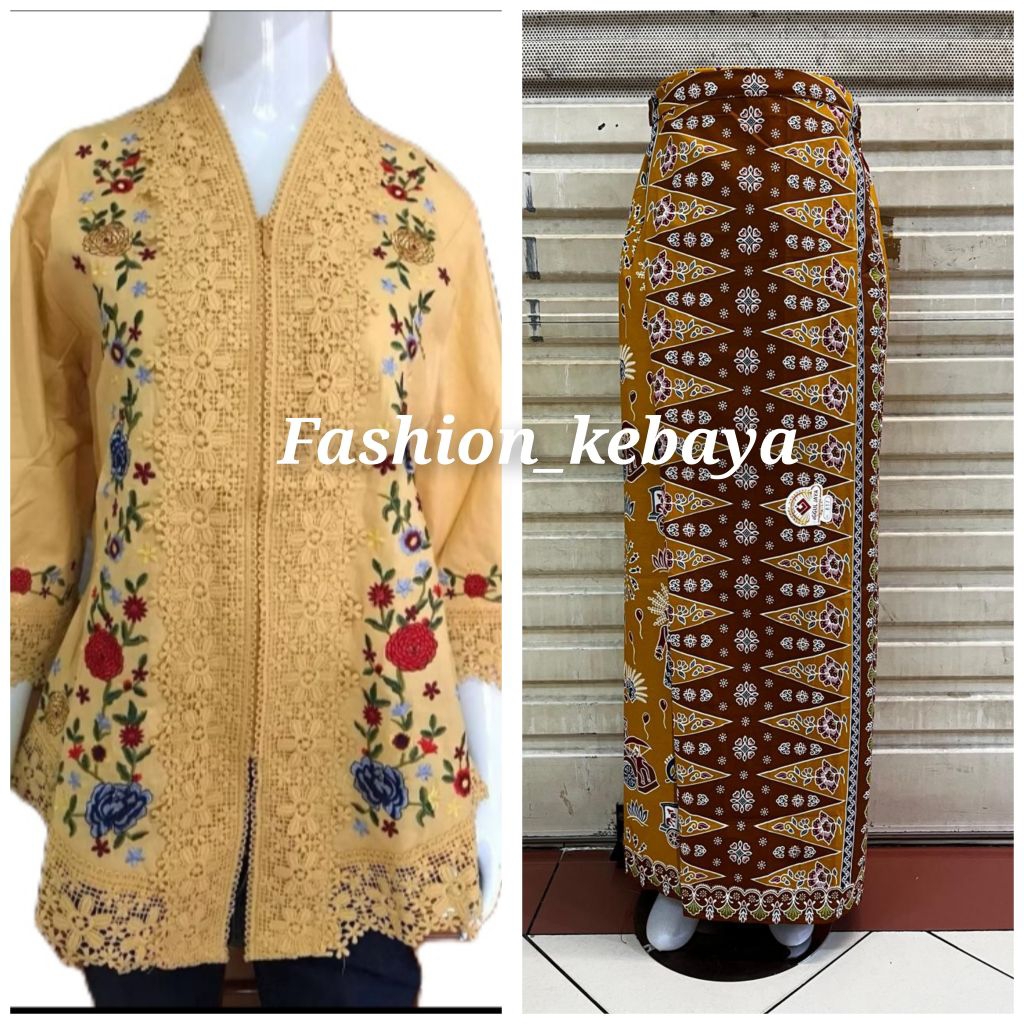 setelan kebaya bangkok bordir kombinasi brukat premium fashion wanita terkini