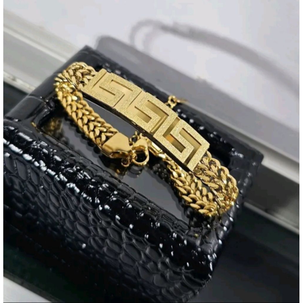 Gelang Cantik Feminim Motif Plat Ukir Emas Asli 5 gram Kualitas Premium Anti Karat