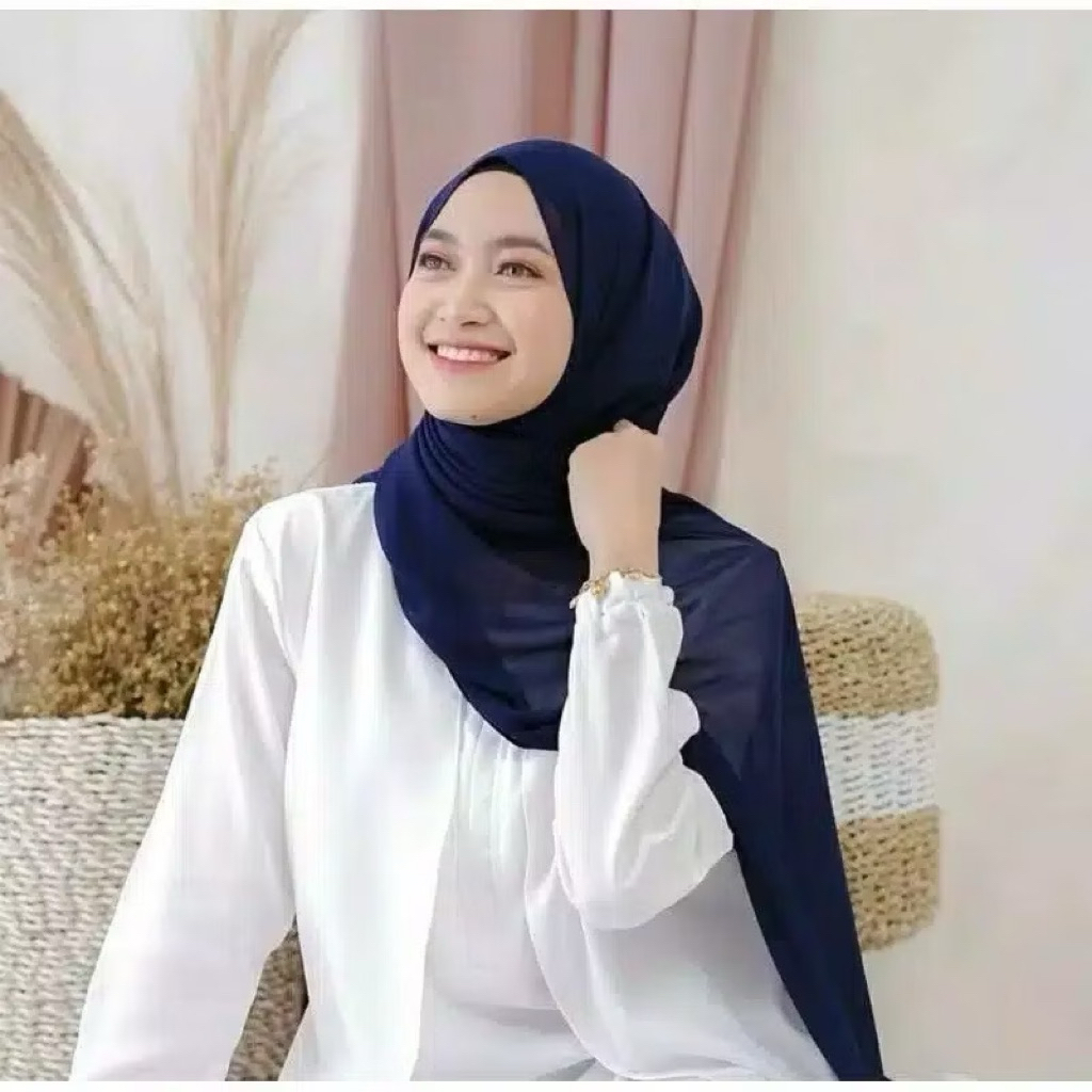 Pashmina Ceruty Biru Dongker
