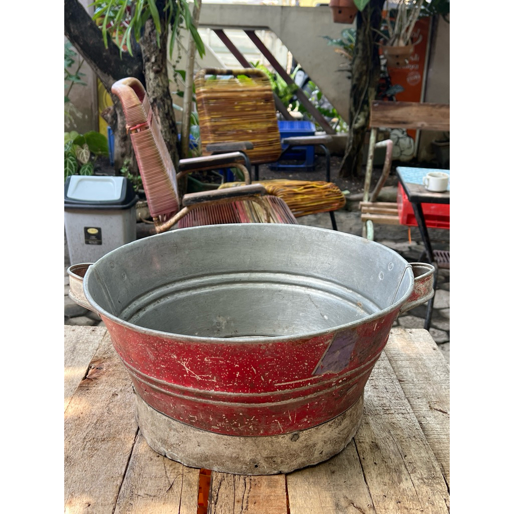 Ember / Ompreng / Bak Mandi Lawas Kuno Legend Jadul Bahan Aluminium, Ukuran Kecil, Bulat
