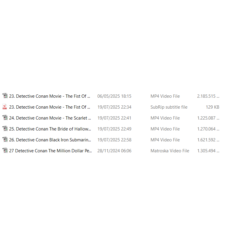 koleksi film detective conan movie di flashdisk 64 gb ukuran 1920p x 1080p semua