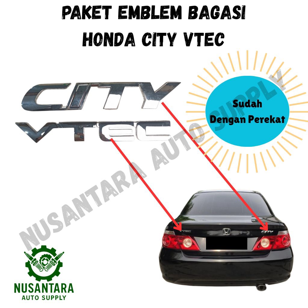 Paket Emblem Bagasi Honda City VTEC