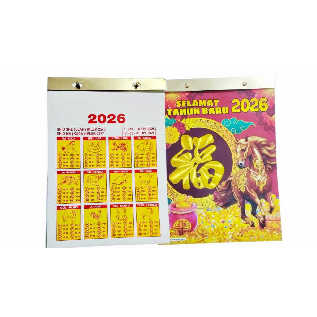 Kalender Harian Sobek Shio  kuda 2026 { besar }