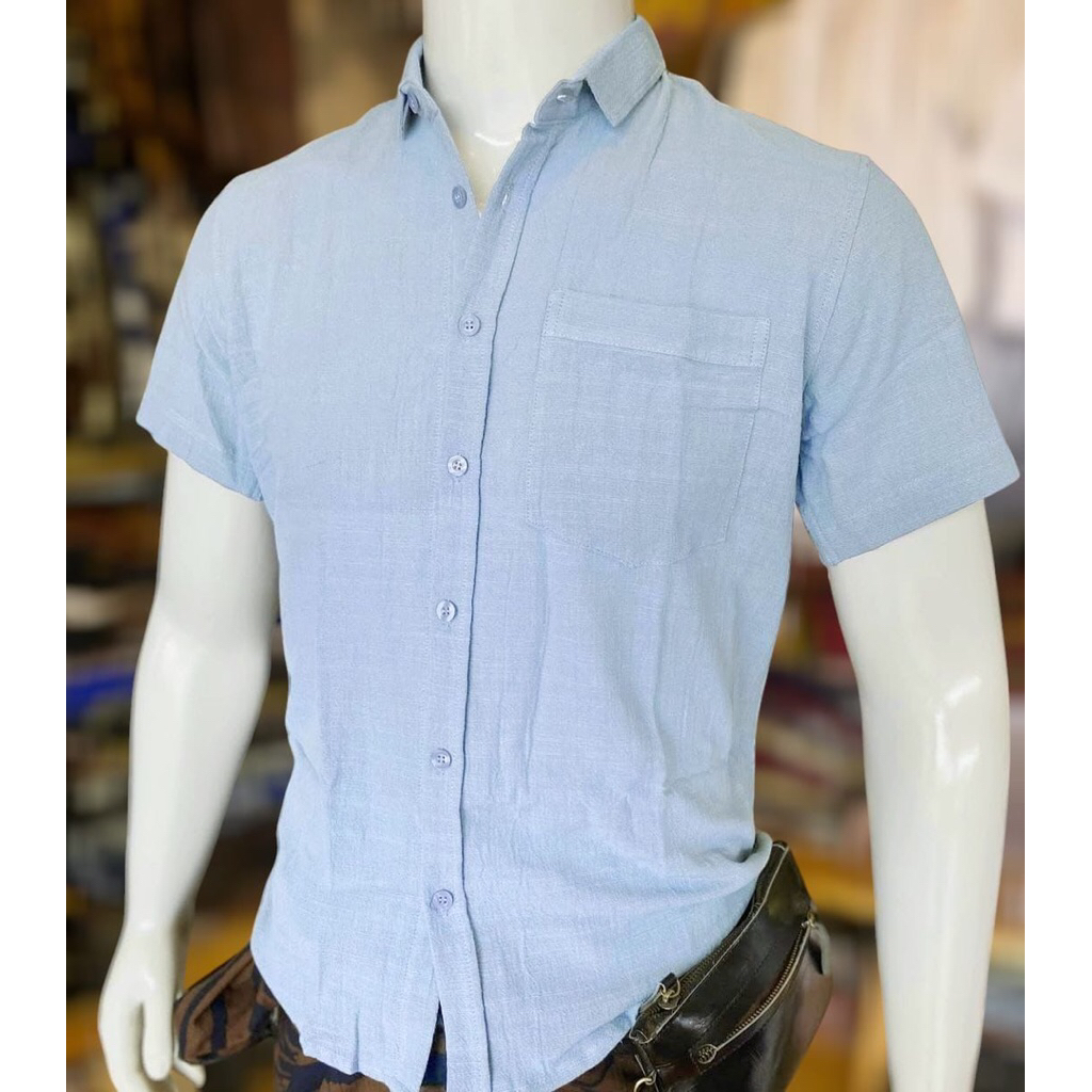 Kemeja Linen/Kemeja Linen Cowok/Kemeja Linen Pendek/Kemeja Linen Warna