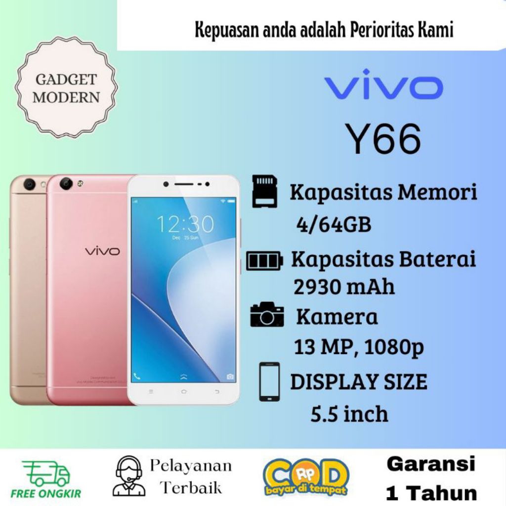 HP Vivo Y66 Ram 4/64 termurah  garansi 12 bulan