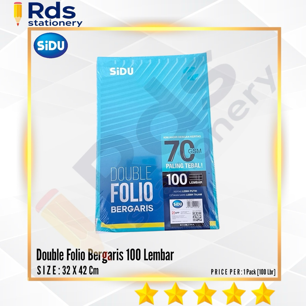 SIDU Double Folio Bergaris 100 Lembar [1 Pack]