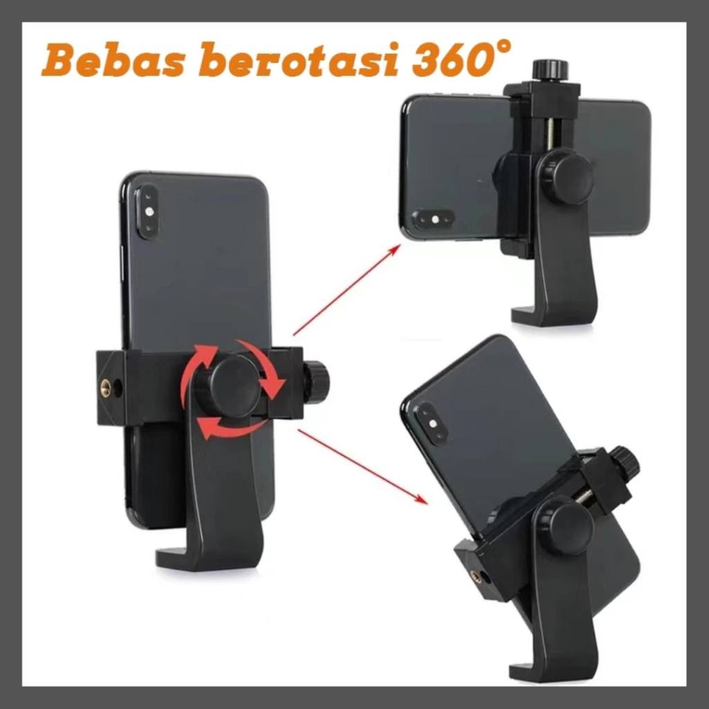 Holder T Universal Untuk Penahan Pegangan Handphone | Tempat Hp Di Tripod Tongsis Rotasi Putar 360