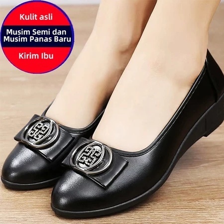 Sepatu Wedges Wanita Sepatu Kerja Hitam Slip On Jelly Wedges Wanita
