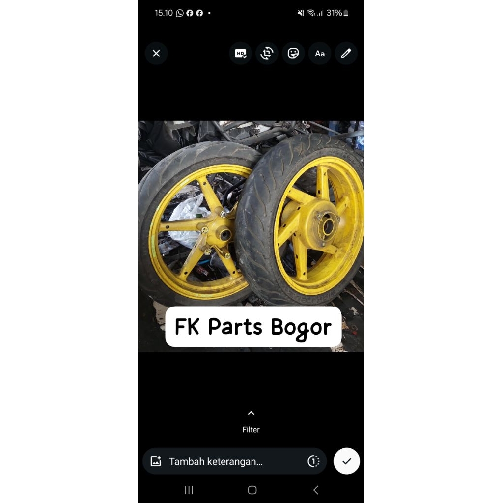 Velg original kawasaki ninja 250 ninja karbu ori copotan bekas good condition velg ninja 250 depan b