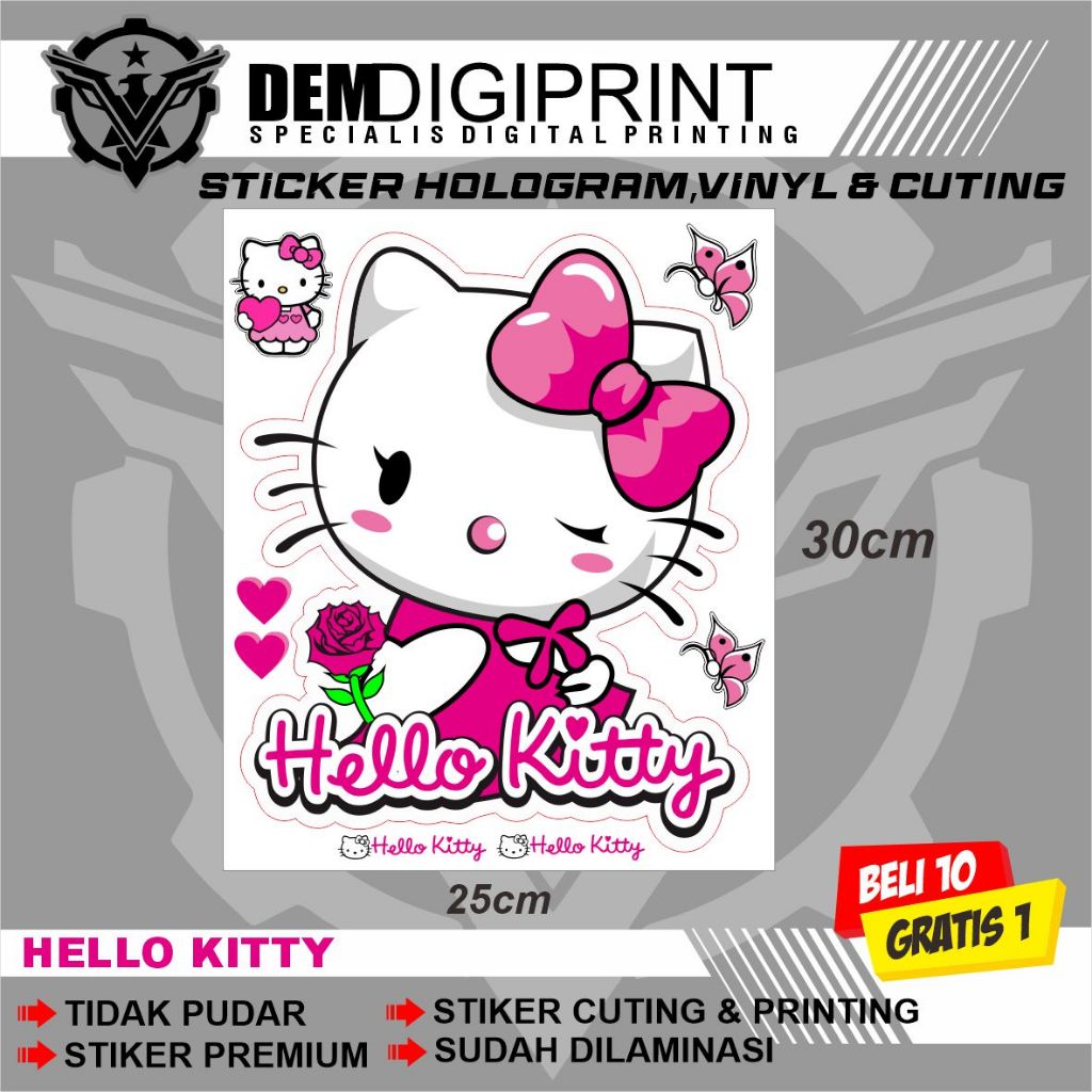stiker hello kitty besar ukuran 25cm x 30cm stiker hello kitty awet dan tidak pudar