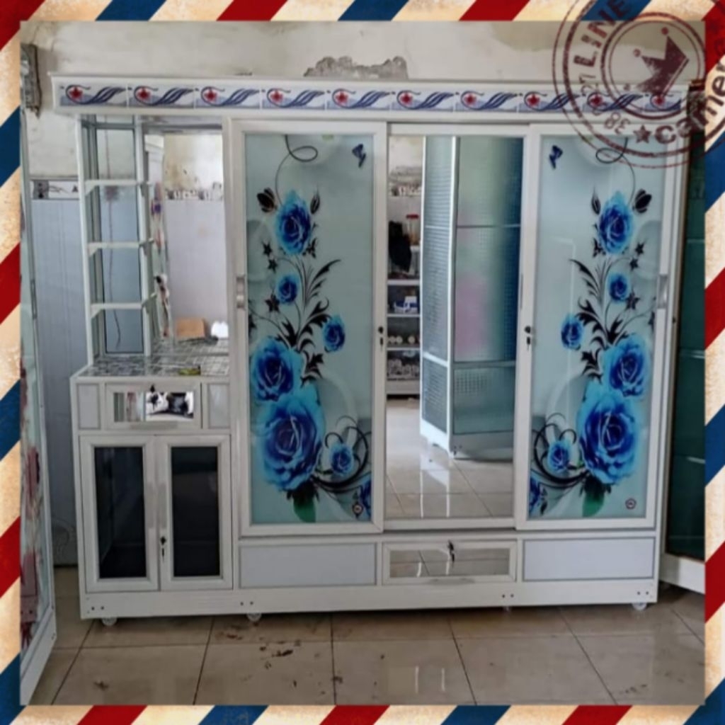 Lemari Baju Meja rias +Laci//Aluminium Kaca