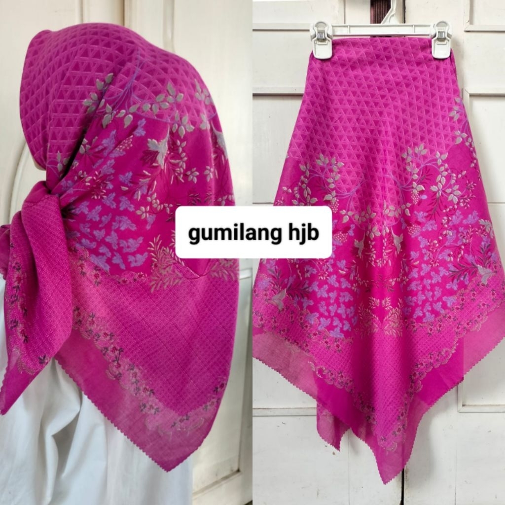 HIJAB SEGIEMPAT MOTIF FANTA/FUSHIA.HIJAB MOTIF PINK FANTA .HIJAB MOTIF TERLARIS