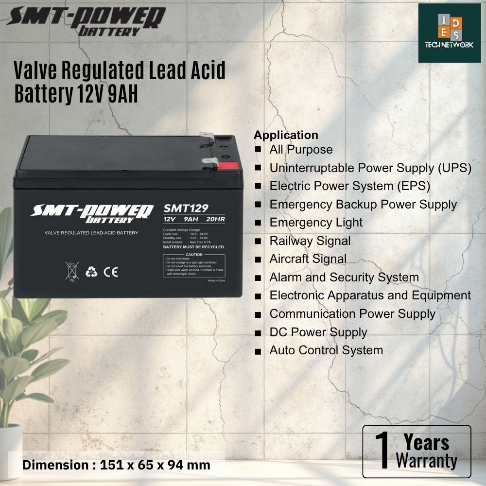 SMT Power Baterai VRLA SMT129 12V 9AH