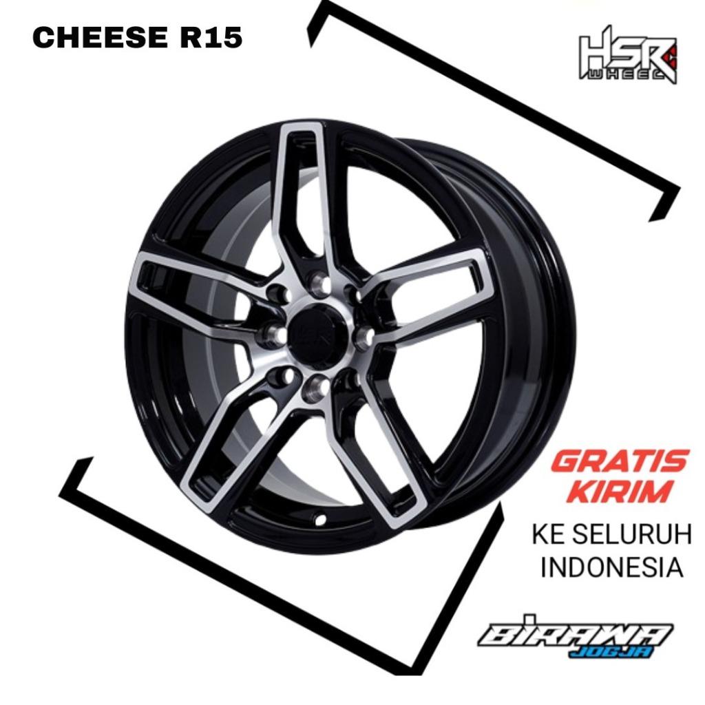 VELG MOBIL RACING HSR CHEESE RING 15 BLACK COCOK UNTUK BRIO, CALYA, SWIFT, VIOS PELEK R15 HITAM
