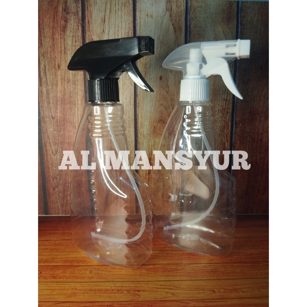 Botol Kispray pet 450ml natural tutup kispray kotak/Botol semprot kosong