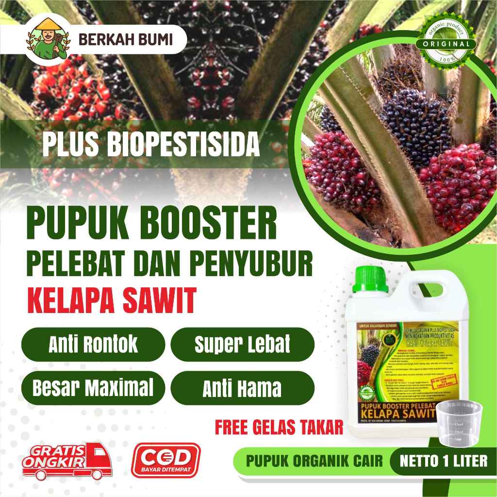 Pupuk Organik Cair Pelebat Penyubur KELAPA SAWIT / Booster BUAH KELAPA SAWIT / Pupuk Rabuk SAWIT 1 L