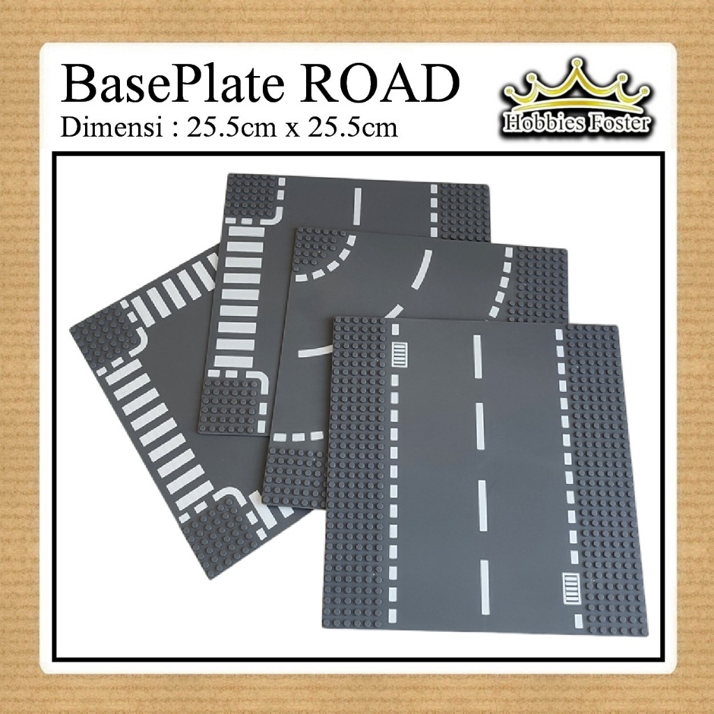 HBF Base Plate Jalan Raya 25x25 - Alas Mainan City Road - Papan Dasar Baseplate Diorama
