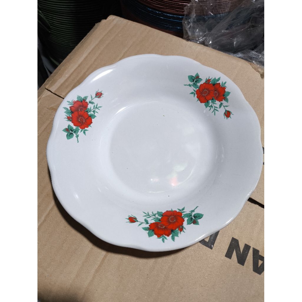 ( INSTAN ONLY ) 1 LUSIN PIRING KERAMIK MOTIF BUNGA