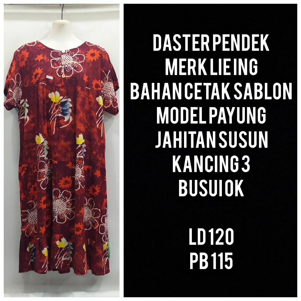 DASTER PENDEK JUMBO BATIK CETAK LIE ING