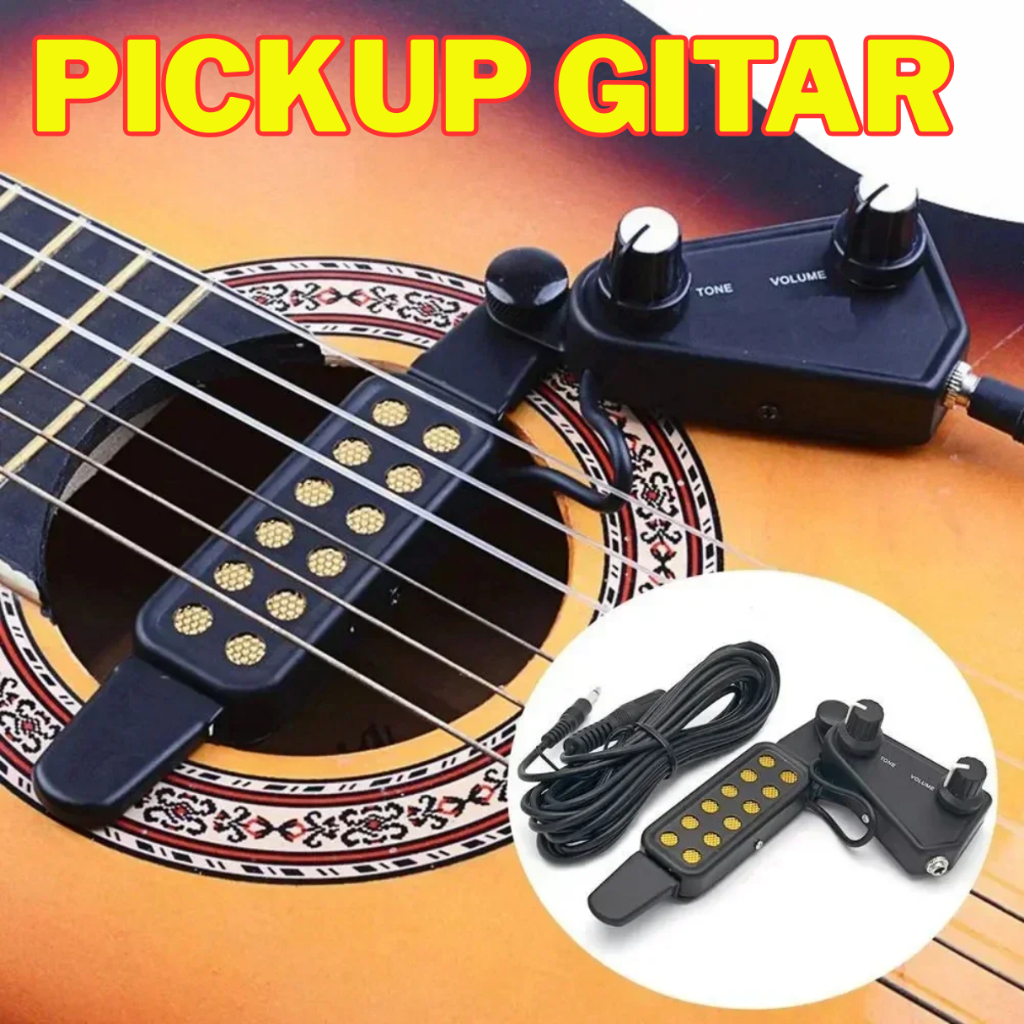 TaffSTUDIO Pickup Gitar Akustik listrik Microphone 12 Hole Tone Volume Control Pick Spul P 011