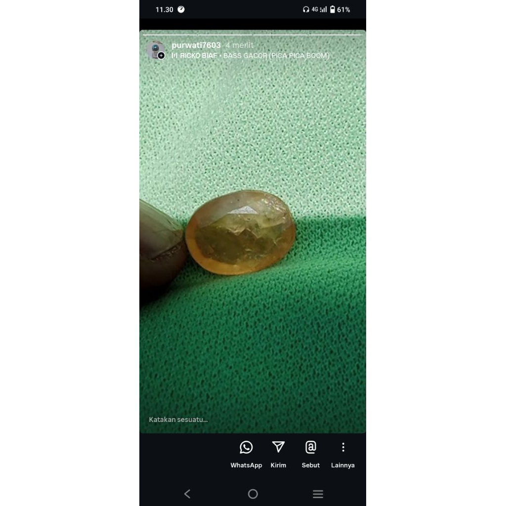 batu permata yellow safir natural + MEMO