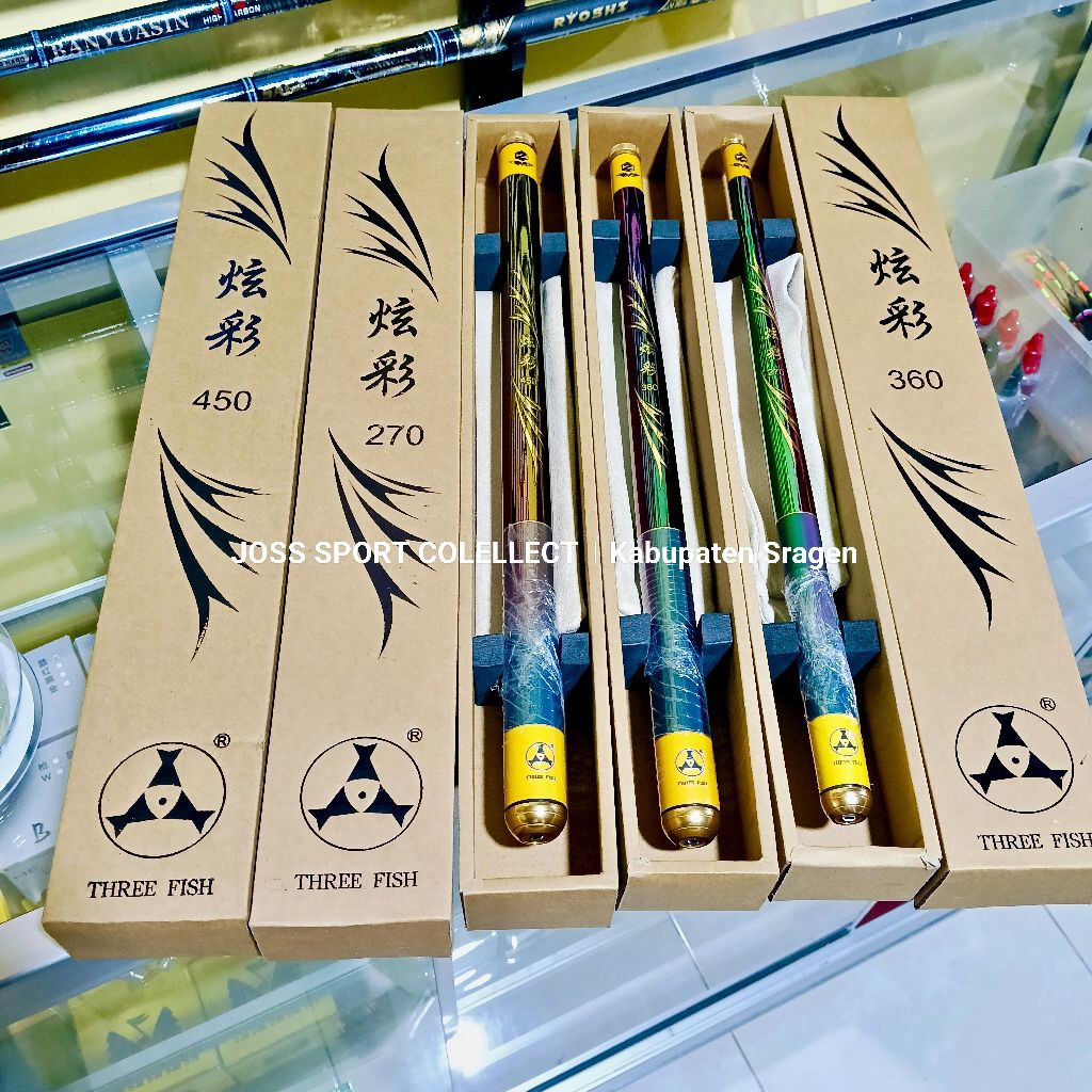 TEGEK THREEFISH XUANCAI 270 360 450 TEGEK RUAS PENDEK RINGAN KUAT BAHAN CARBON